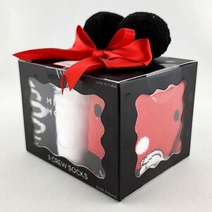 Disney Minnie Mouse Women's  Pack Crew Socks Gift Pack Red Black Shoe Size 4-10